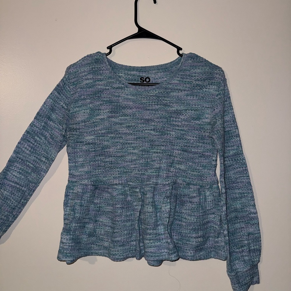 SO Multicolor Knit Peplum Blouse